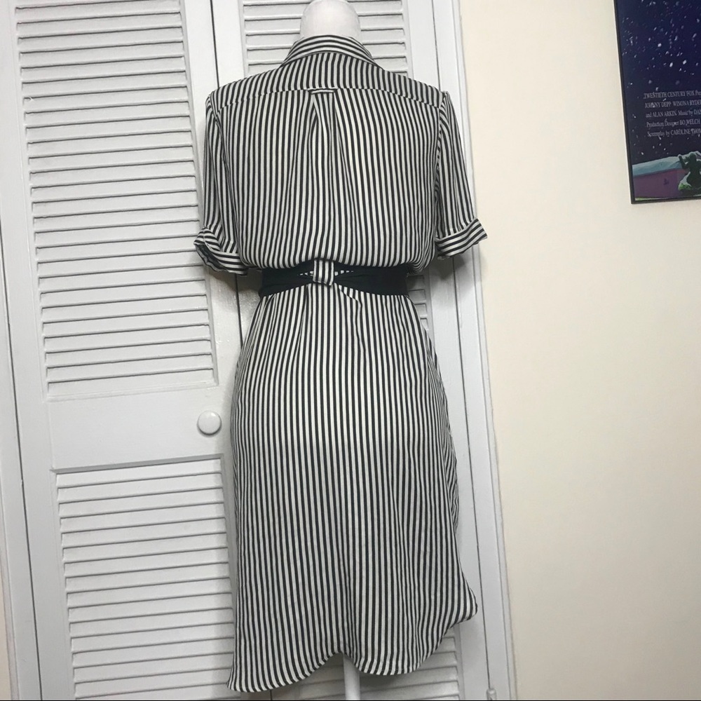 NWOT H&M black and white stripe shirt dress - Picture 5 of 5